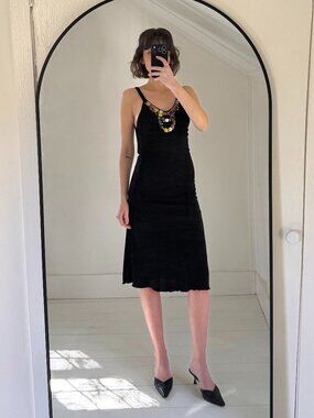 Lily Vintage Y2K Beaded Midi Dress Black Size S